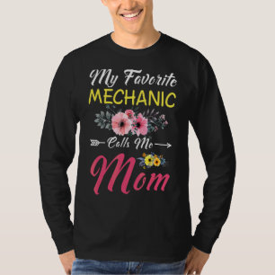 Min favoritmekanism kallar mig Mamma Flowers Famil T Shirt