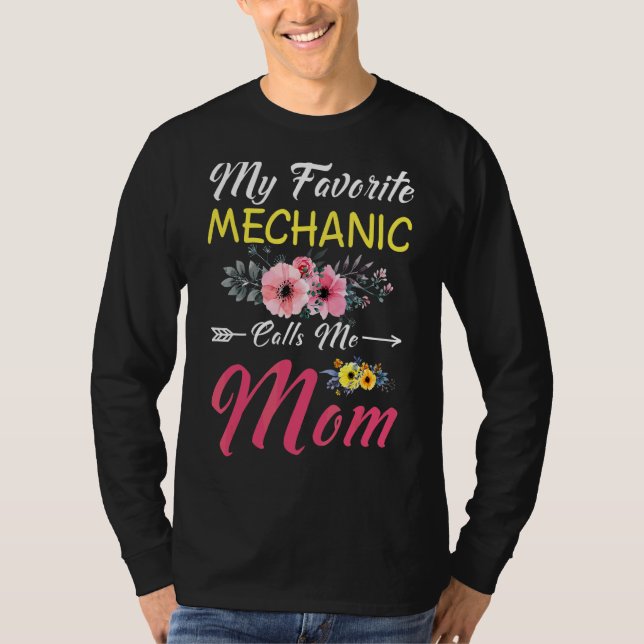 Min favoritmekanism kallar mig Mamma Flowers Famil T Shirt (Framsida)