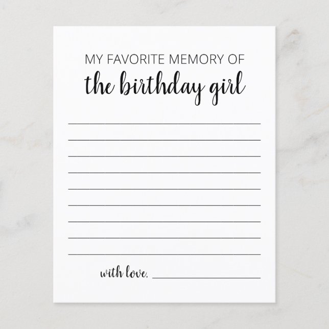 Min Favoritminne Av Födelsedagsflickan (Framsida)