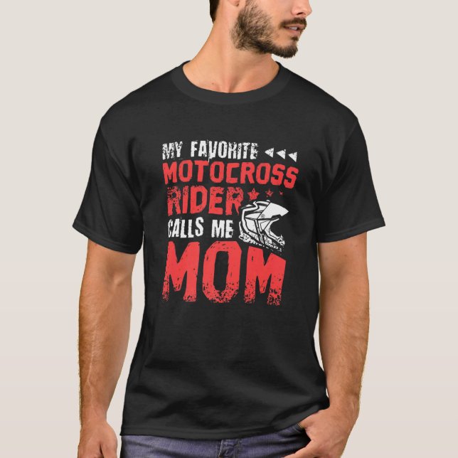 Min favoritmotocross Rider kallar mig Mamma Motocr T Shirt (Framsida)