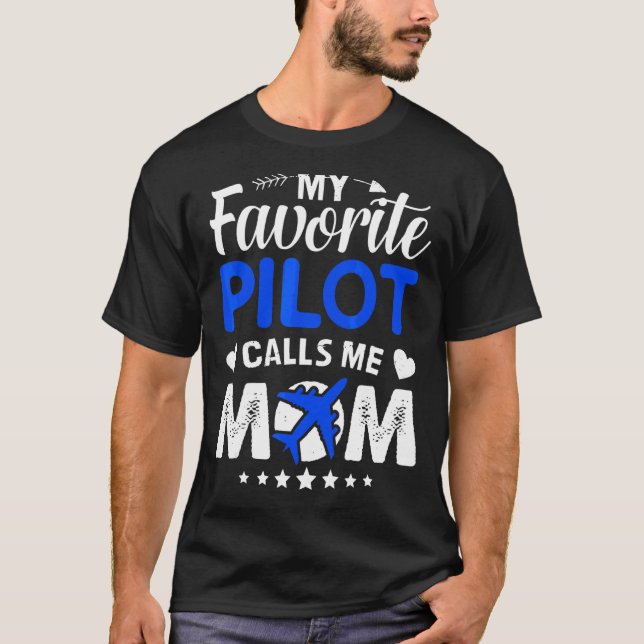 Min favoritpilot kallar mig Mamma Airplan Mor T Shirt (Framsida)