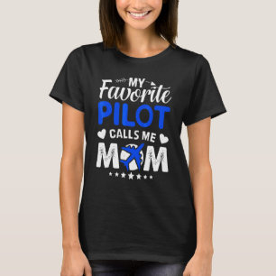 Min favoritpilot kallar mig Mamma Airplan Mor T Shirt