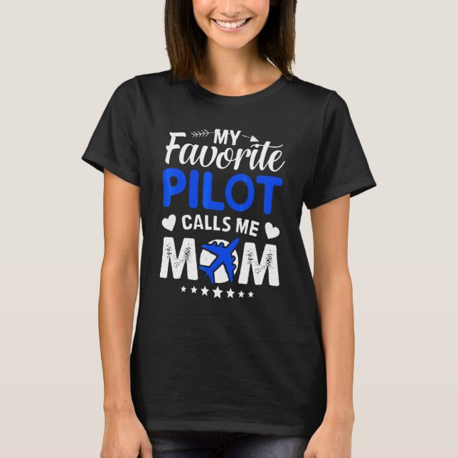 Min favoritpilot kallar mig Mamma Airplan Mor T Shirt (Framsida)