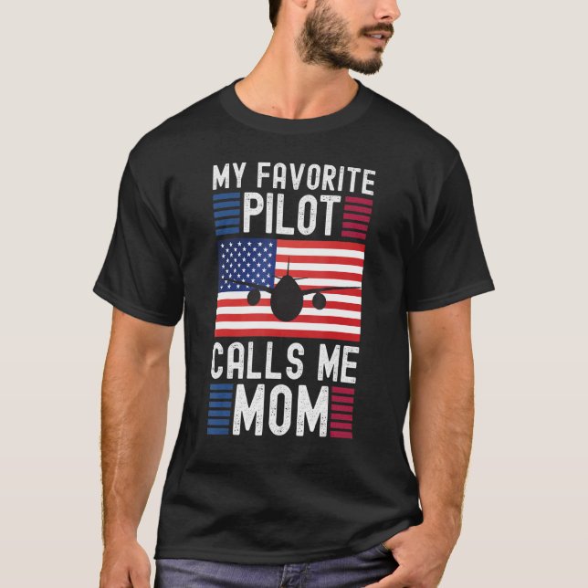 Min favoritpilot kallar mig Mamma Pilot Mor T Shirt (Framsida)