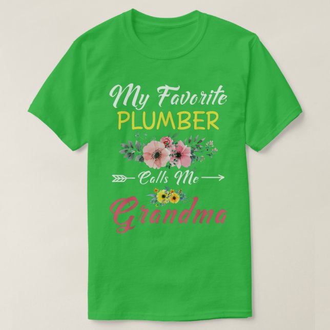 Min favoritplumber kallar mig Grandma Flowers Moth T Shirt (Design framsida)