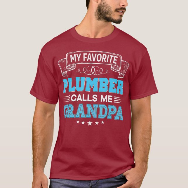 Min favoritplumber kallar mig Grandpa Pappa Mamma T Shirt (Framsida)