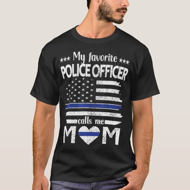 Min favoritpolis kallar mig Mamma Blue Line T Shirt (Framsida)