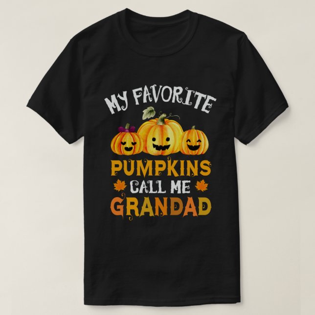 Min favoritpumpa kallar mig Grandad Halloween T Shirt (Design framsida)