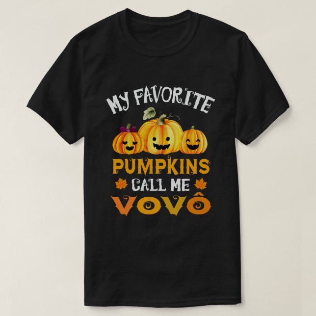 Min favoritpumpa kallar mig Vovo Funny Halloween T Shirt (Design framsida)