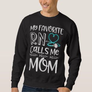 Min favoritRN kallar mig Mamma Nurse Gift från Dau Lång Ärmad Tröja