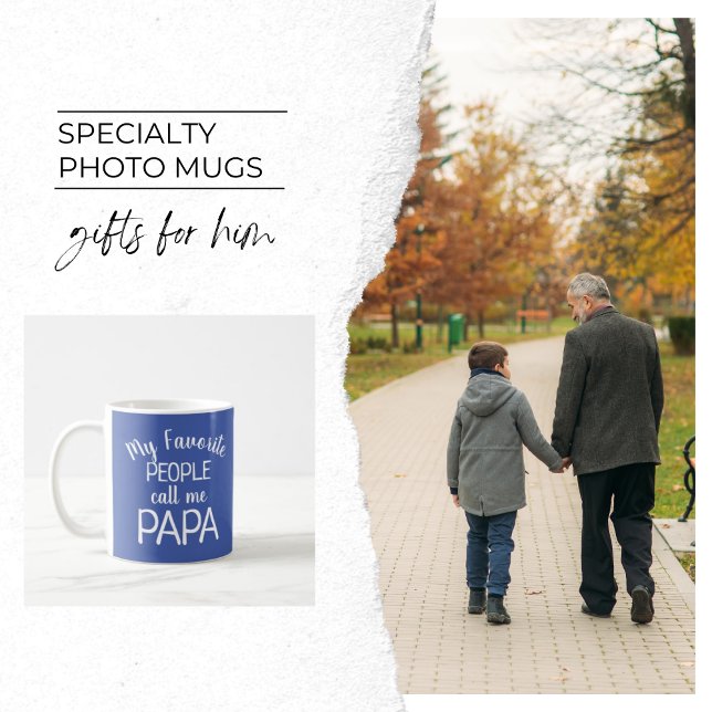 Min Favoritropa Kalla Mig Pappa Foto Barnbarn Blå Kaffemugg (Skapare uppladdad)