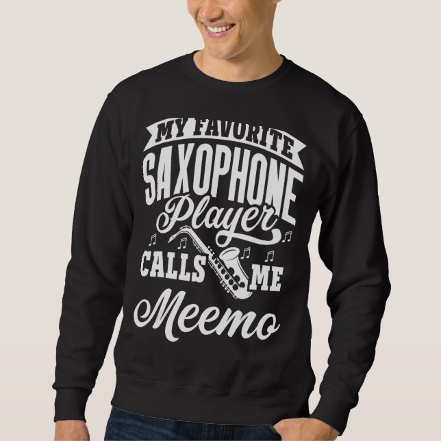 Min favoritsaxofonspelare kallar mig Meemo Lång Ärmad Tröja (Framsida)