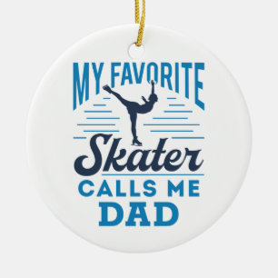 Min favoritskalning kallar mig Pappa Figur Skating Julgransprydnad Keramik