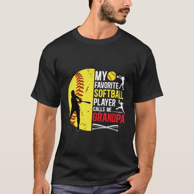 Min favoritSoftball Player Grandpa Softball Grand T Shirt (Framsida)
