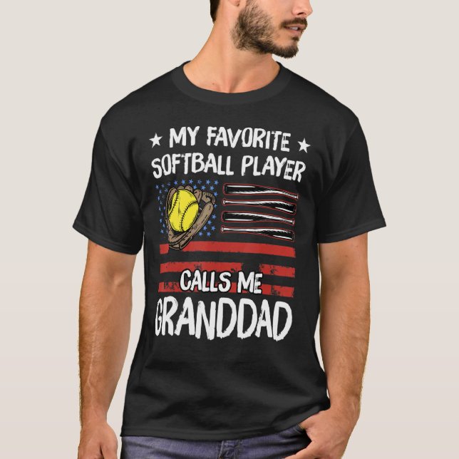 Min favoritSoftball Player kallar mig Granddad Ame T Shirt (Framsida)