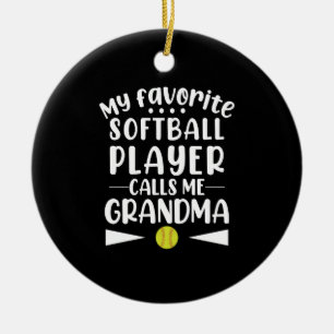 Min favoritsoftbollspelare kallar mig mormor julgransprydnad keramik