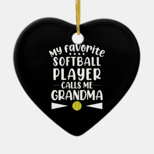 Min favoritsoftbollspelare kallar mig mormor julgransprydnad keramik