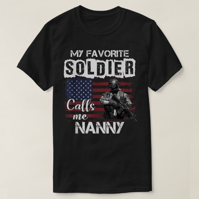 Min favoritsoldat kallar mig Nanny Army Veteran Te T Shirt (Design framsida)
