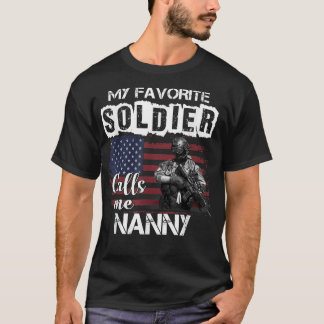 Min favoritsoldat kallar mig Nanny Army Veteran Te T Shirt