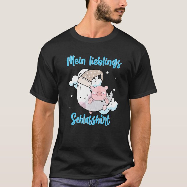 Min favoritsömn Tekopp Gris Mini Gris Måne T Shirt (Framsida)
