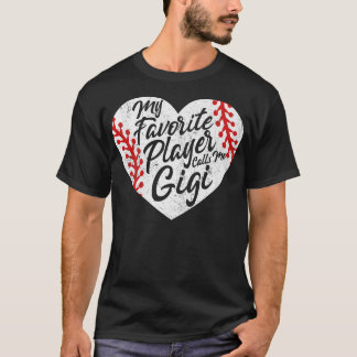 Min favoritspelare kallar mig Gigi Baseball Heart T Shirt