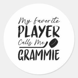 Min favoritspelare kallar mig Grammie Hockeyspelar Runt Klistermärke