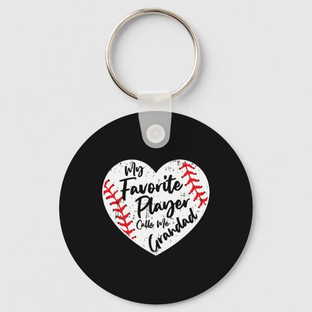 Min favoritspelare kallar mig Grandad Baseball Nyckelring (Framsida)