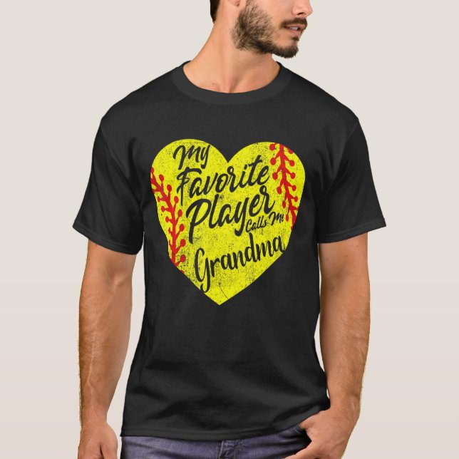 Min favoritspelare kallar mig Grandma Softball Hea T Shirt (Framsida)