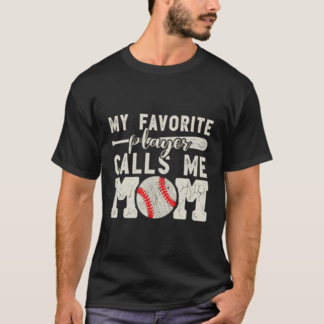 Min favoritspelare kallar mig Mamma Baseball Cheer T Shirt (Framsida)