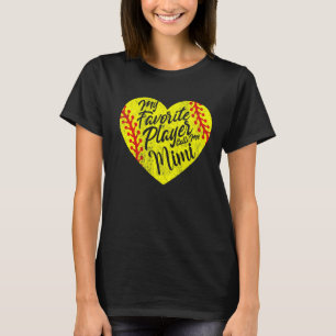 Min favoritspelare kallar mig Mimi Softball Heart T Shirt