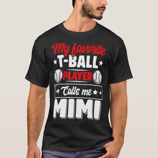 Min favoritspelare T-Boll Player kallar mig Mimi M T Shirt (Framsida)