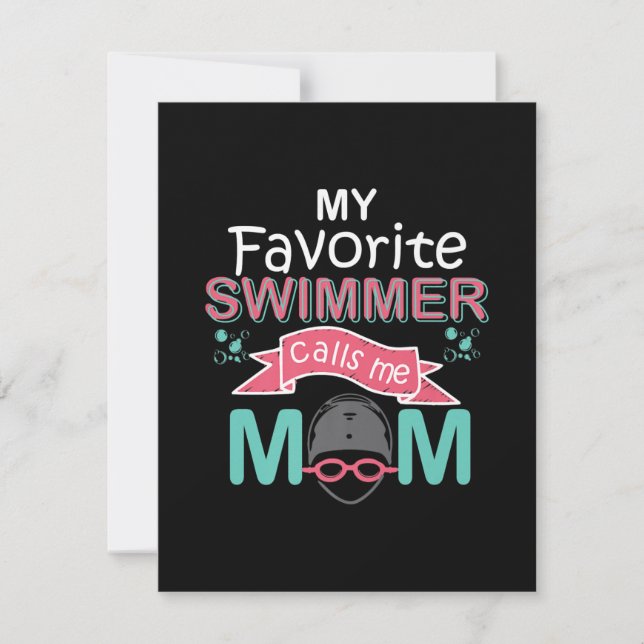 Min favoritsvimmer kallar mig Mamma Funny Swimming Inbjudningar (Framsida)