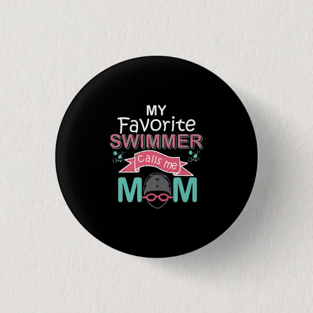 Min favoritsvimmer kallar mig Mamma Funny Swimming Knapp (Framsida)