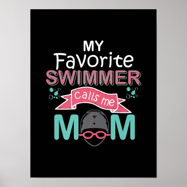 Min favoritsvimmer kallar mig Mamma Funny Swimming Poster (Framsidan)