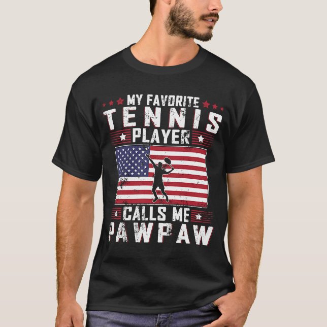 Min favorittennis Player anropar Me Pawpaw Far D T Shirt (Framsida)