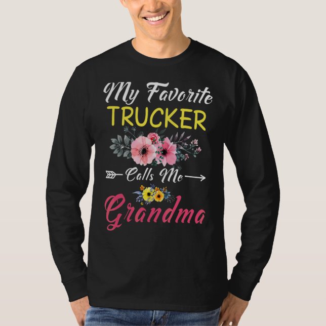 Min favoritTrucker kallar mig Morma Flowers Mothe T Shirt (Framsida)