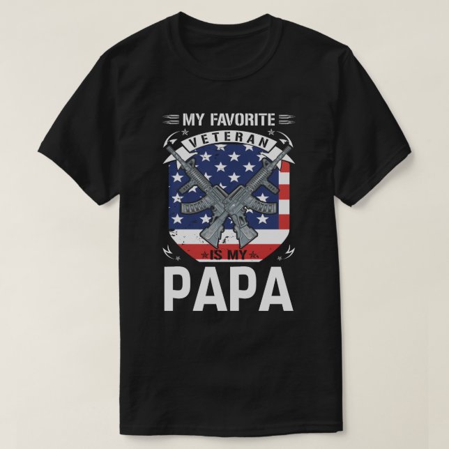 Min favoritveteran är min amerikanska Flagga PAPPA T Shirt (Design framsida)