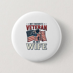 Min favoritveteran är min fru Patriotisk t-shirt D Knapp