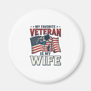 Min favoritveteran är min fru Patriotisk t-shirt D Magnet