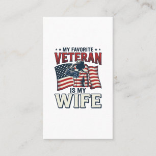 Min favoritveteran är min fru Patriotisk t-shirt D Visitkort