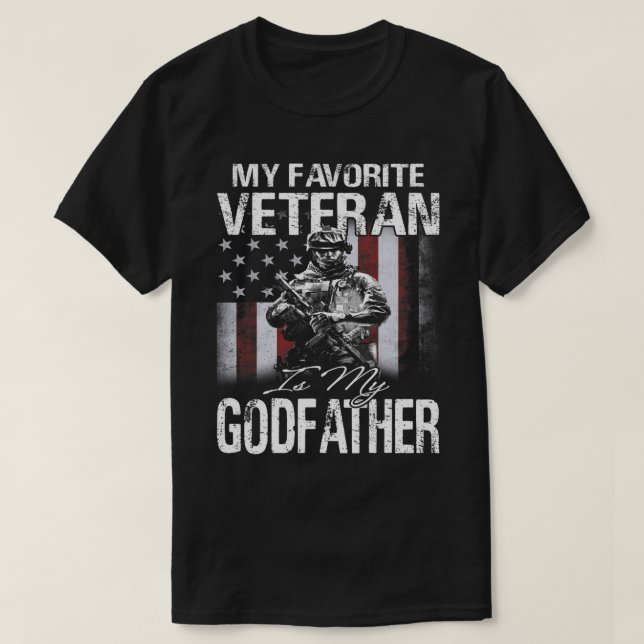 Min favoritveteran är min gudfar USA flagga T-Shi T Shirt (Design framsida)