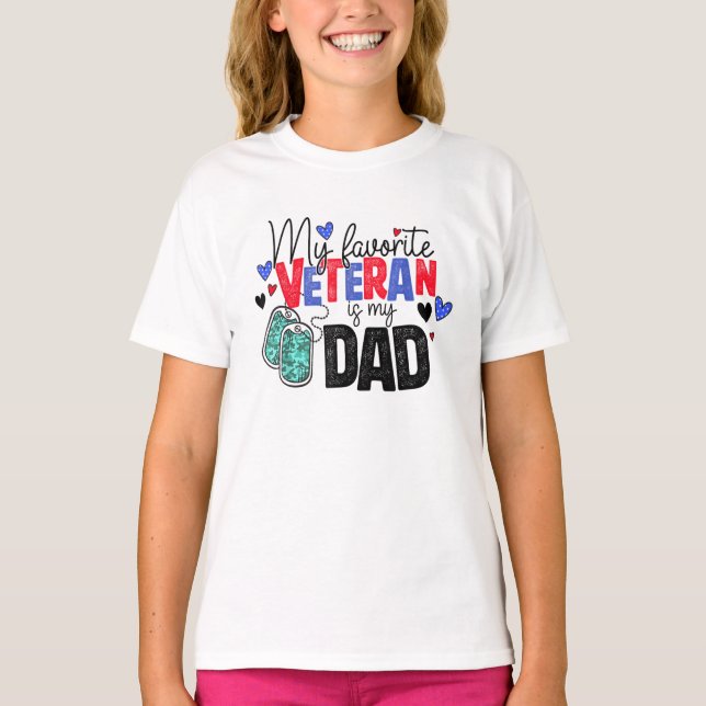 Min favoritveteran är min militära Pappa T Shirt (Framsida)
