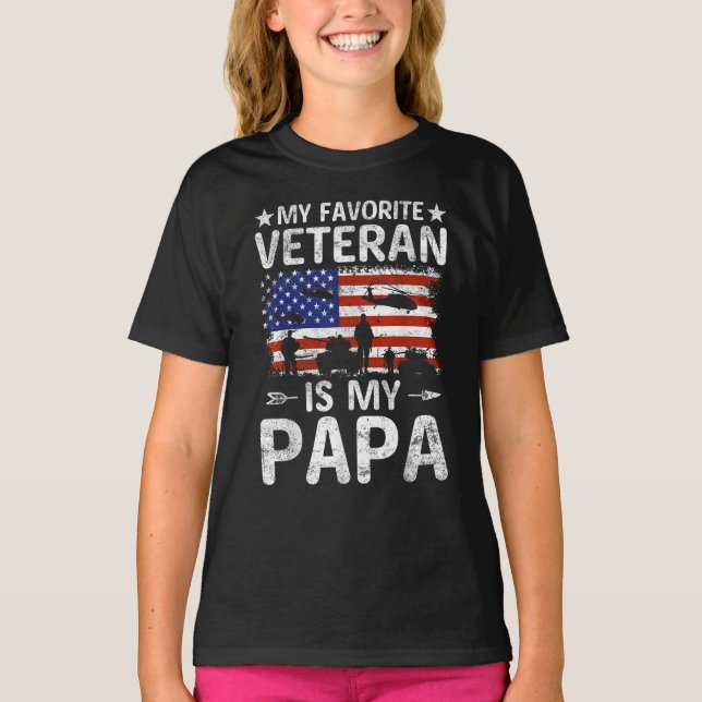 Min favoritveteran är min militära styrka i Pappa T Shirt (Framsida)