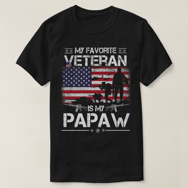 Min favoritveteran är min papaw - Flagga Vete T Shirt (Design framsida)