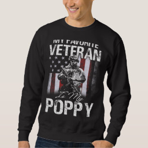 Min favoritveteran är min vallmo USA flagga Lång Ärmad Tröja