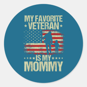 Min Favoritveteran Är Mymommy Amerikansk Flagga Ve Runt Klistermärke