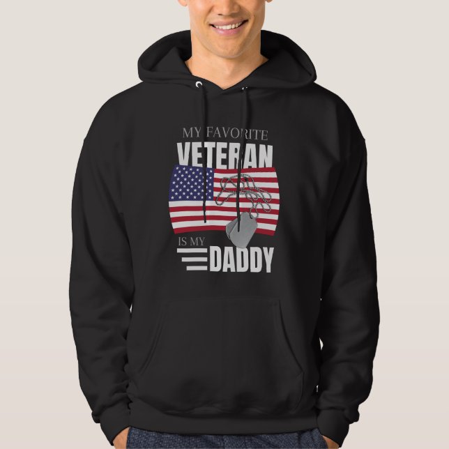 Min favoritveteran är pappa USA flagga Hoodie (Framsida)