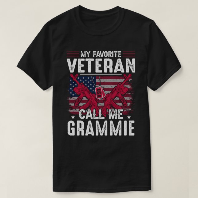 Min favoritveteran kallar mig GRAMMIE Veteran Day T Shirt (Design framsida)