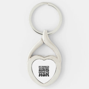 Min favoritveterinärsjuksköterska kallar mig Mamma Twisted Heart Silverfärgad Nyckelring