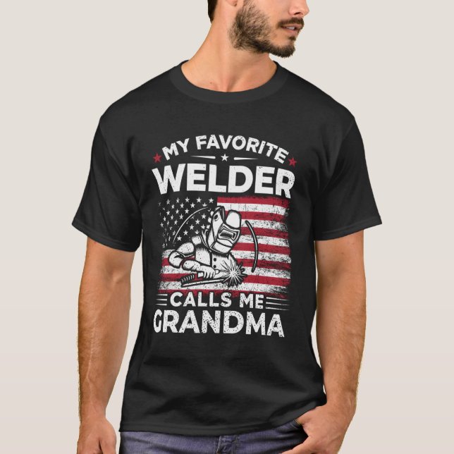 Min favoritwalder kallar mig Grandma USA flagga Gr T Shirt (Framsida)